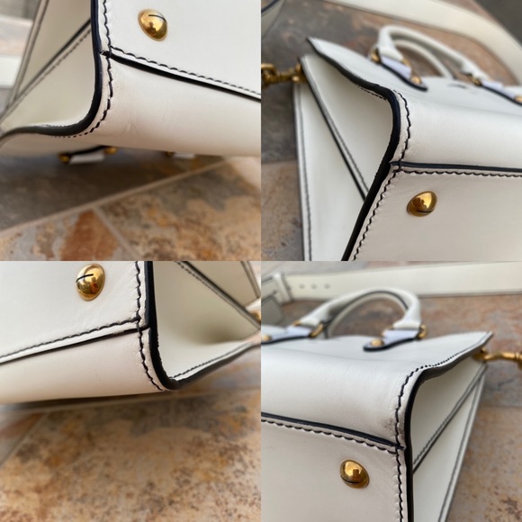 SOLD Christian Dior White Leather D-Bee Top Handle Bag - Picture 14 of 16